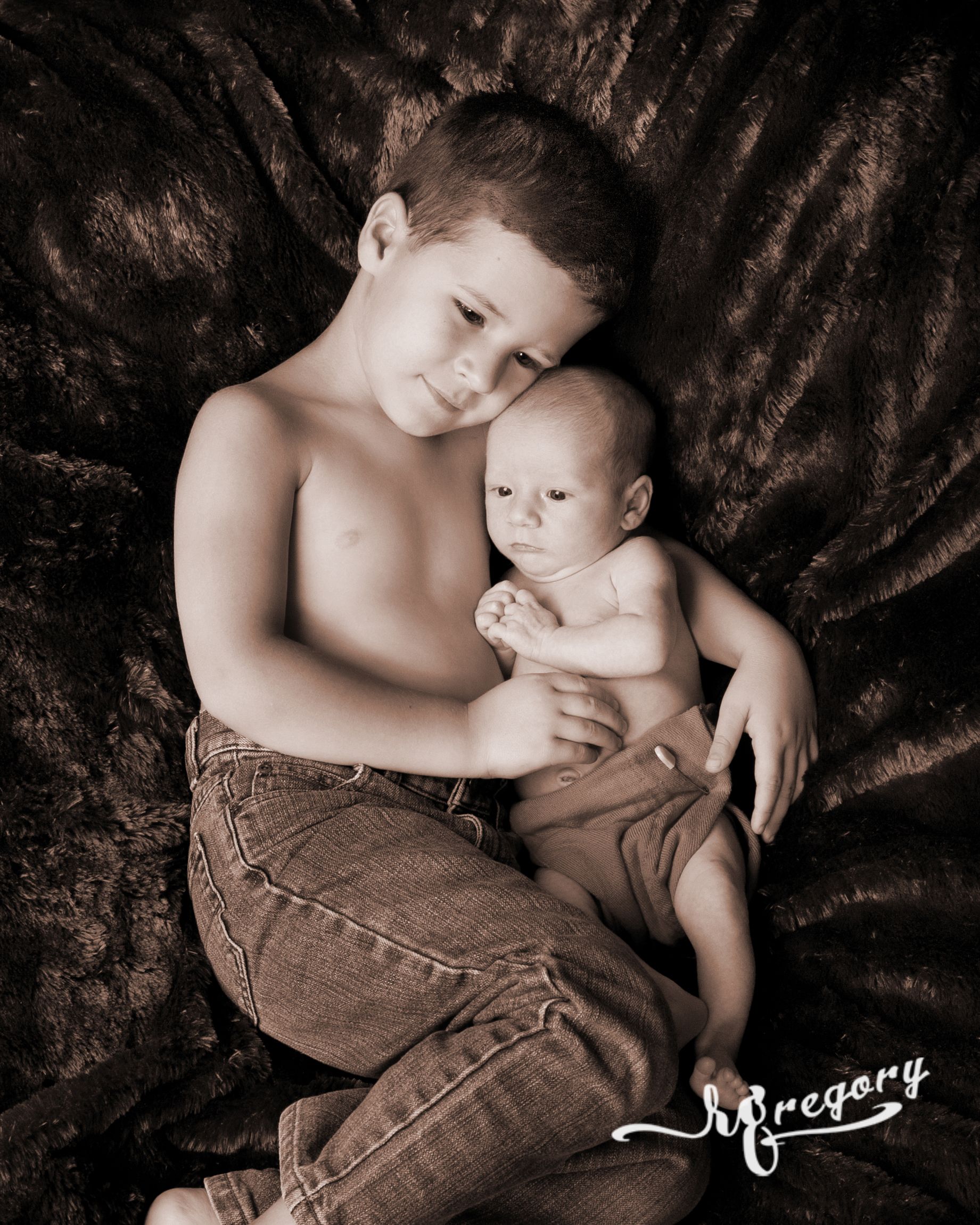 Dixon child and newborn sepia