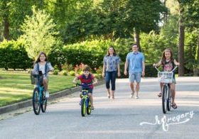 Zeimer candid family photo children bikes walking